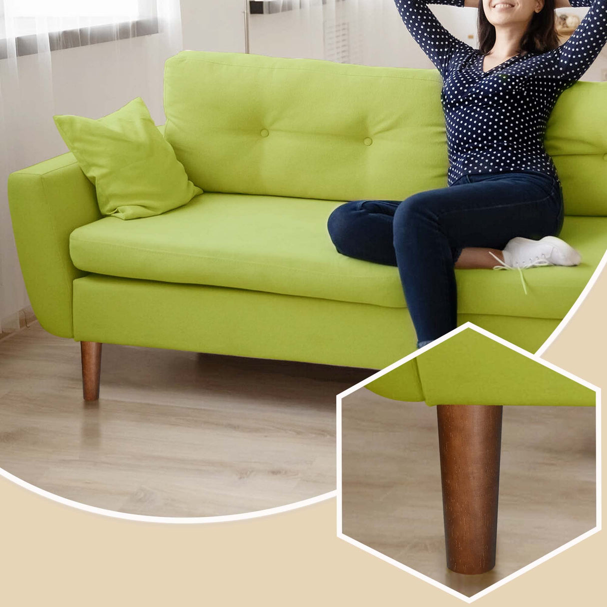 AORYVIC Furniture Leg Sofa Legs Replacement Wood 8 inch Mid Century Dresser Legs with 5/16 inch Bolt Set of 4 AORYVIC