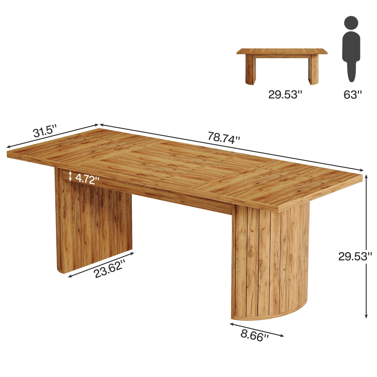 Tribesigns 78.7" Extra Long Dining Table for 6-8 People, Large Farmhouse Kitchen Table with Wooden Tabletop, Rustic Style Rectangular Dinner Table for Dining Room, Kitchen, Living Room, Brown Tribesigns