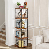 VYRIVA 4 Tier Rotating Bookshelf Tower, 360° Display Round Bookcase, Floor Standing Corner Revolving Bookshelf Organizer Storage Rack for Home Study Office, Small Spaces VYRIVA
