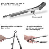 4in1 Stainless Steel Kitchen Food Tongs Set for Cooking with Silicone Tips, Toaster Steak Pie Pizza Pasta Spaghetti Noodles Salad Fruit Vegetable Grill BBQ Buffet Clamp Serving Tools Gadgets Aschef