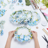FREEBLOSS 4 Set Flower Crowns DIY Kit 67pcs Blue Flower Crown DIY Flower Crowns Headband Making Kit Handmade Floral Hair Accessories for Wedding Birthday Fairy Party Favors DIY Arts and Crafts FREEBLOSS