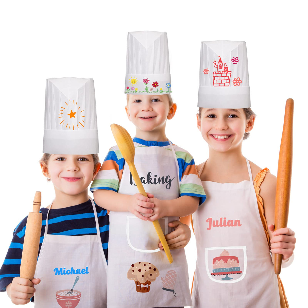 Ecoofor 24 Pieces Kid Aprons, Kid Chef Aprons with Pocket Children Chef Apron for Boys Girl's Kitchen Cooking Baking Painting Wear (Ages 5-12) Ecoofor