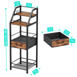 HapiRm Wine Rack Freestanding Floor - 4-Tier Stepped Liquor Cabinet Bar Stand for Home with Fabric Drawer, Wine & Glass Organizer for Living Room, Kitchen, or Dining Room HapiRm