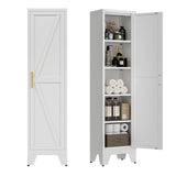 LCAOPC 67" Tall Narrow Bathroom Metal Storage Cabinet with 4 Adjustable Shelves, Freestanding 5 Tier Slim Pantry Storage Cabinet for Small Space, White LCAOPC