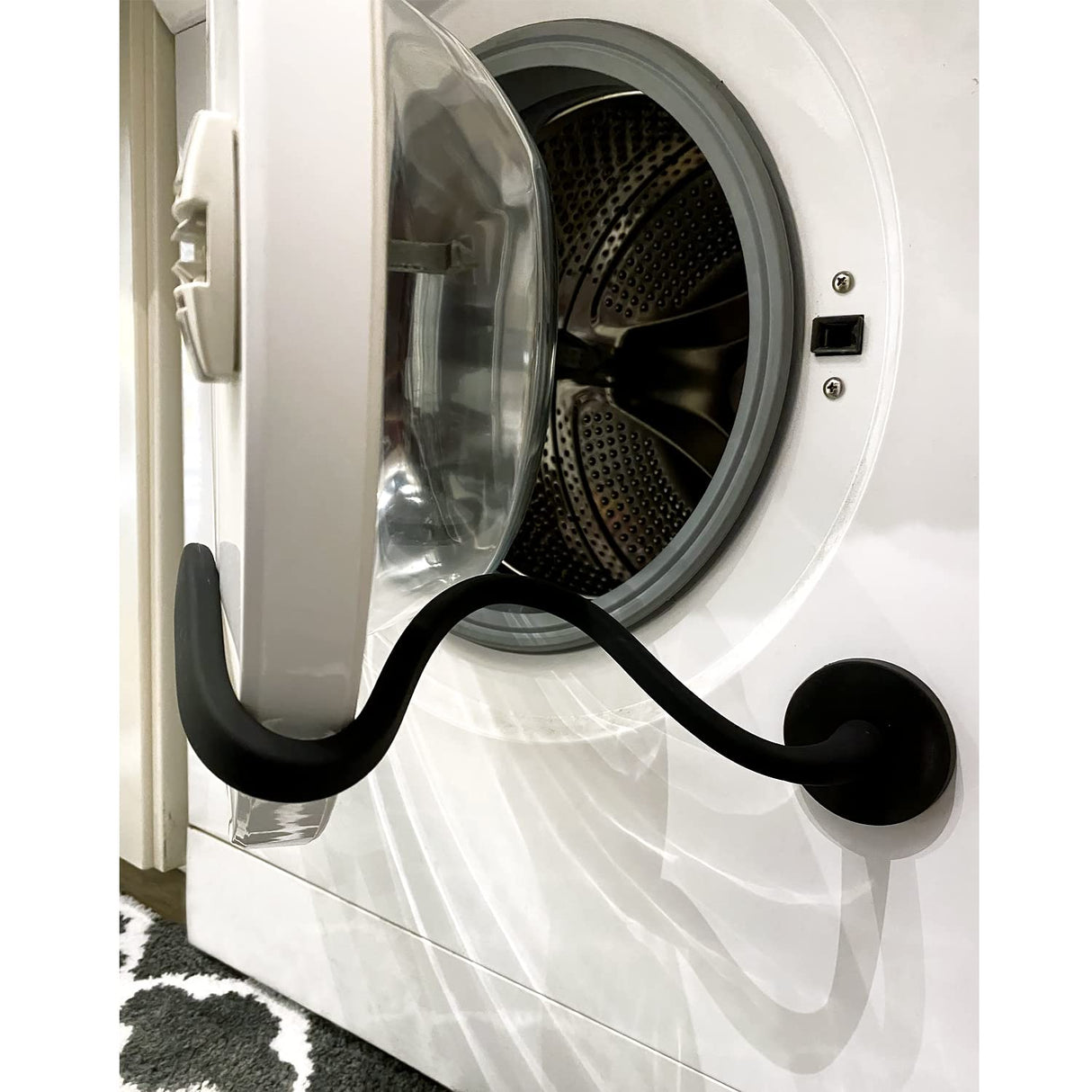 Spedtees Front Load Washer Door Prop, Magnetic Flexible Washer and Dryer Door Support Keep Washer Drying Door Open to Keep Dry (Black, Round) Spedtees
