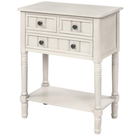 Lasadelgar 24" Small Console Table, Narrow Solid Wood Console Table with 3 Drawers and Open Shelf for Storage, Farmhouse Sofa Table for Living Room Lasadelgar