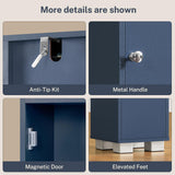 TEENFON Bathroom Cabinet, Narrow Bathroom Storage Cabinet with 5 Adjustable Shelves & Drawer, Freestanding Cupboard for Small Spaces, Blue TEENFON