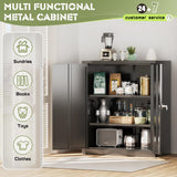 SUNCROWN Metal Storage Cabinets, 36”Locking Cabinet with Doors and Adjustable Shelves, Steel Utility Tool Garage Cabinets for Home, Office, Kitchen,Warehouse, Black SUNCROWN