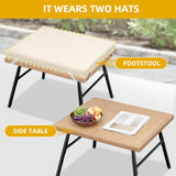 YITAHOME Accent Living Room Egg Chair w/ 2-in-1 Ottoman, Wicker Oversized Basket Chair with 5 Thick Cushions, Footrest, Comfy Recliner Lazy Chair for Indoor, Bedroom, Reading Room, Lounge (Beige) YITAHOME