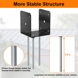 Heavy Duty 4x4 Concrete Post Base Anchor, U Shape Fence Post Spikes for Concrete 4x4 Post Base Anchor Metal Black Powder Coated （4 pcs） SPACEEUP