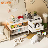 YILQQPER TV Stand with LED Lights & Power Outlet for 55 Inch TVs, Entertainment Center with 3 Storage Drawers and Shelves, TV Stands for Living Room and Bedroom, 50" TV Console, White YILQQPER