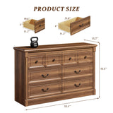 Concho Farmhouse 8 Drawers Dresser for Bedroom, 53'' Wide Wood Chest of Drawers with Spacious Deep Storage Space, Rustic Storage Dressers Organizer, TV Stand for Living Room, Bedroom, Rustic Brown Concho
