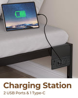 Rolanstar Bed Frame with USB Charging Station, Full Bed Frame with LED Lights, Platform Bed Frame with Heavy Duty Steel Slats, 14" Storage Space Beneath Bed Rolanstar