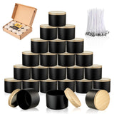 MGLIFEUL Candle Tins Jars Container Vessels for Making 4 8 Oz Black Empty Candle Tins Can Gift Box Packaging Plate with Lids Wax Container Bulk Making DIY Candle Supplies Accessories(Black,4oz,12pcs) MGLIFEUL