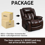 EZZUP Power Lift Chairs for Elderly, Dual Motor Oversized Recliner with 8-Point Vibration Massage and Lumbar Heating, Genuine Leather Electric Recliner Chairs, Antique Brown Recliner EZZUP