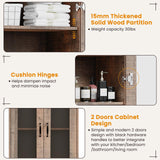 Teekyooly 70" Tall Display Cabinet Storage, Pantry Cabinet with 2 Doors and 6 Adjustable Shelves, Standing Utility Cabinet for Dining Room, Food Storage and Kitchen, Clear and Brown Teekyooly