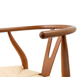 Wishbone Dining Chair Set of 2 - Boho Dining Chairs with Curved Backrest and Rope Woven Seat, Wood Dining Chairs with Soft Cushion, Woven Dining Chairs for Dining Room (Walnut) Dapedomal