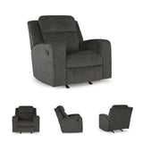 Signature Design by Ashley Kanlow Casual Manual Rocker Recliner with Track Arms, Gray Signature Design by Ashley