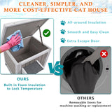 Ketive Insulated Cat House Outdoor Cat Shelter for Feral Cats in Winter,All-Round Foam Insulation Weatherproof Wooden Cat Houses for Cats Rabbits and Small Animals with Escape Door Open Roof ketive