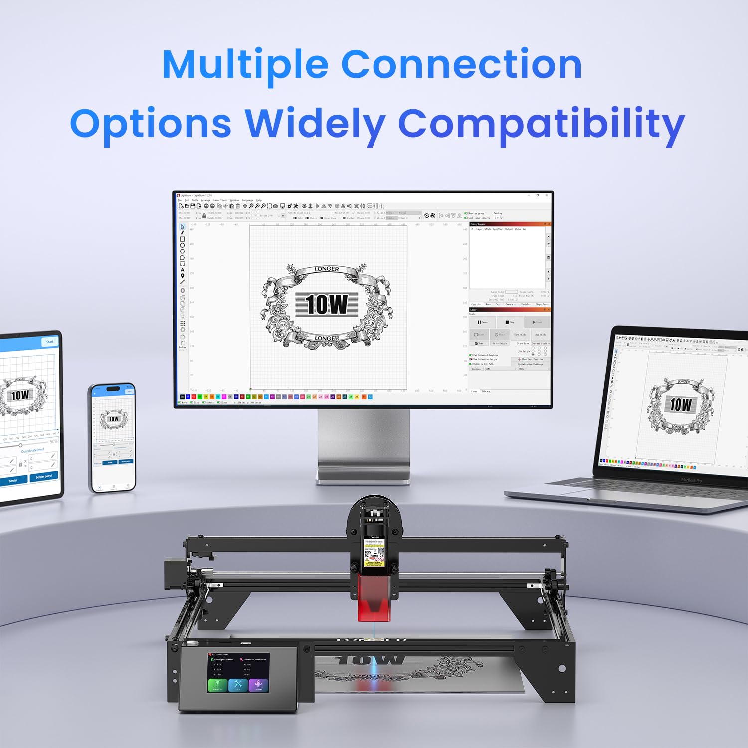LGT Longer RAY5 Laser Engraver, 10W High-Precision Laser Engraver, Compressed Spot CNC, App Offline Control, DIY Engraving Tool for Metal/Glass/Wood, Engraving Area 15.7 "x15.7", Laser Class  - WoodArtSupply
