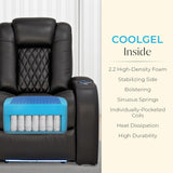 Seatcraft Virtuoso LT Zero-Gravity HeatZero Italian Leather Home Theater Seating, Heat & Massage, Power Headrest, Power Recline, Row of 5 Left Loveseat, Black Seatcraft