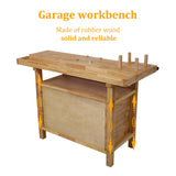 Olela Wood Workbench, Integrated Vise and Bench Dog Holes Garage Workbench with Drawers, 55 inches Heavy Duty Workbench Weight Capacity of 3300lbs (50"-3 Drawers and 1 Cabinet) Olela