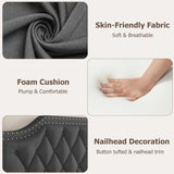 GarveeHome Upholstered Canopy Bed Frame Queen Size with headboard, Button Tufted, Nailhead Trim Design, No Box Spring Required, Gray GarveeHome