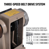 WOODSTARTER 12" x 18" Wood Turning Lathe, 1 HP Benchtop Woodworking Lathe with Variable Speed 650-3800 RPM, Dual-Function Design with Extension Ports for Belt Sander or Grinding Wheel or Rotary Kit WOODSTARTER