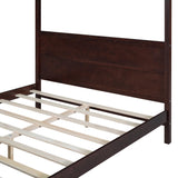 Merax Queen Size Canopy Bed with 4 Wood Legs, Queen Bed Frame Platform Frame with Headboard and Footboard, Under Bed Storage, Slat Support Leg, No Box Spring Needed, Espresso Merax