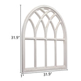 Sintosin Farmhouse White Arched Window Frame Decor 32 Inch, Hanging Distressed Wooden Rustic Window Frames for Wall Decor, Window Pane Wall Decor for Living Room Christmas Halloween Sintosin