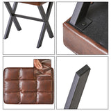 IBUYKE Square Makeup Stool with X-Leg Foot Rest, PU Footrest Stool, Ottoman Seat Vanity Stool, Multi-Use as Small Side Table, for Bedroom, Living Room, Dark Brown LG-71Z IBUYKE