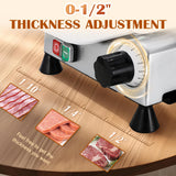 CGOLDENWALL Meat Slicer Machine 10" Commercial Meat Slicer 240W Electric Deli Meat Cheese Food Slicer 0-1/2" Adjustable Thickness Semi-Auto Frozen Meat Slicer for Home, Copper Motor Low Noise Durable CGOLDENWALL