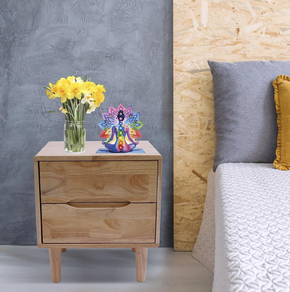 Tabletop Diamond Art Kits for Adults - Chakra Lotus Diamond Painting Figurines Ornaments, DIY 5D Diamond Art Statues Diamond Dots Sculpture Special Shaped Paintings with Diamonds Gem Art and Crafts Yanfairy