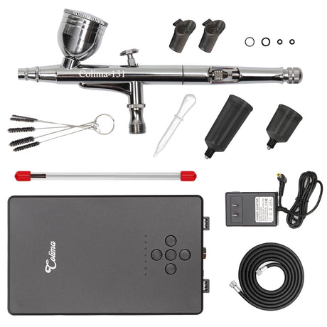 Colima 2025 Upgrade 55psi Airbrush Kit - Double Action Airbrush & Mini Compressor with Accessories - for Painting, Makeup, Models, Nail Art - Beginners & Professionals Colima