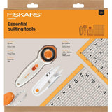 Fiskars Crafts Essentials 5-Piece Set - 45mm Blade Rotary Cutter for Fabric, Self Healing Cutting Mat, and Sewing Ruler - Craft Supplies - White/Gray Fiskars