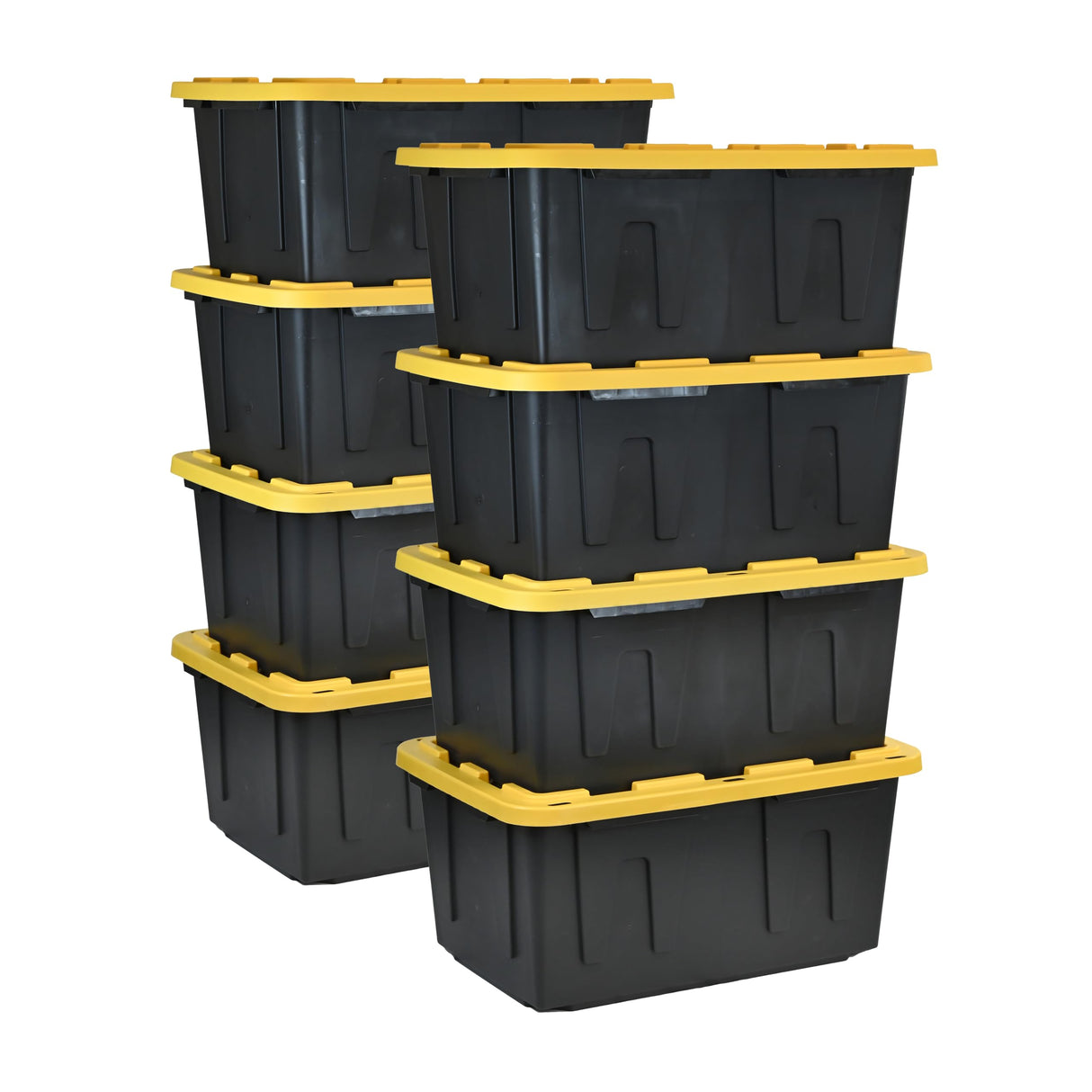 CX Black & Yellow®, Shelving Unit and Heavy Duty Storage Containers, Extremely Durable® (Shelf + 27 Gallon Container (8-Pack) CX