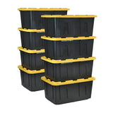 CX Black & Yellow®, Shelving Unit and Heavy Duty Storage Containers, Extremely Durable® (Shelf + 27 Gallon Container (8-Pack) CX
