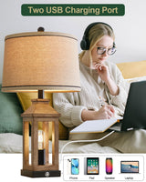 G-SAFAVA 23.75" Farmhouse Dual USB Charging Ports 3-Way Dimmable Touch Control Table Lamp with Nightlight Vintage Modern Lamps for Living Room Bedroom G-SAFAVA
