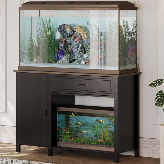 Fish Tank Stand - Heavy Duty Wooden 55-75 Gallon Aquarium Stand with Storage Cabinet for Fish Tank Accessories - 770 LBS Capacity, 51"x19.6"x35"H