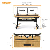 VERSADESK Foundry Bench 60" x 30" Electric Height Adjustable Bamboo Sit & Stand Desk VERSADESK