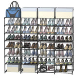DYJIEKAI Large Shoe Rack Organizer, 4-Row 8-Tier Tall Shoe Storage Shelf for Closet, Entryway, Garage, Metal Free Standing Shoe Holder for 56-64 Pairs Shoes, Sturdy Stackable Shoe Stand for Bedroom DYJIEKAI