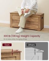 VASAGLE Storage Chest, Storage Trunk with 2 Safety Hinges, Storage Bench, Shoe Bench, Farmhouse Style, 15.7 x 39.4 x 18.1 Inches, for Entryway, Bedroom, Living Room, Honey Brown ULSB061K01 VASAGLE