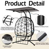 Double Egg Chair Outdoor with Stand & Adjustable Canopy, Extra Large 2 Person Patio Egg Chair with Leg Rests, Hanging Swing Chair with Thickened Cushion, Swinging Love Seat for Outdoor Patio (HQH) VIXLON