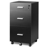 DEVAISE 3 Drawer Rolling File Cabinet with Lock, Wood Filing Cabinet fits Letter / A4 Size for Home Office, Black DEVAISE