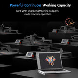 Longer RAY5 20W Laser Engraver Machine, Exclusive 3.5" Touch Screen for DIY, Cutting Tool for Metal Coloring, Acrylic, Wood, Glass, Leather. Laser Class 2 Longer