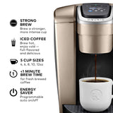 Keurig K-Elite Single Serve K-Cup Pod Coffee Maker, with Strength and Temperature Control, Iced Coffee Capability, 8 to 12oz Brew Size, Programmable, Brushed Gold Keurig