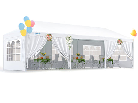 Quictent 10x30 Party Tent Gazebo Wedding Canopy Tent for Parties BBQ Shelter Pavilion with Removable Sidewalls & Elegant Church Quictent