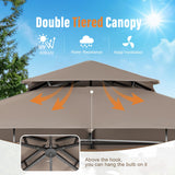 SUNCROWN Outdoor Grill Gazebo 8 x 5, Patio Double Tiered BBQ Canopy w/Air Vent, Gazebo Canopy with 8 Hook Tools for Barbecue Picnic Garden, Backyard, Poolside -Brown SUNCROWN