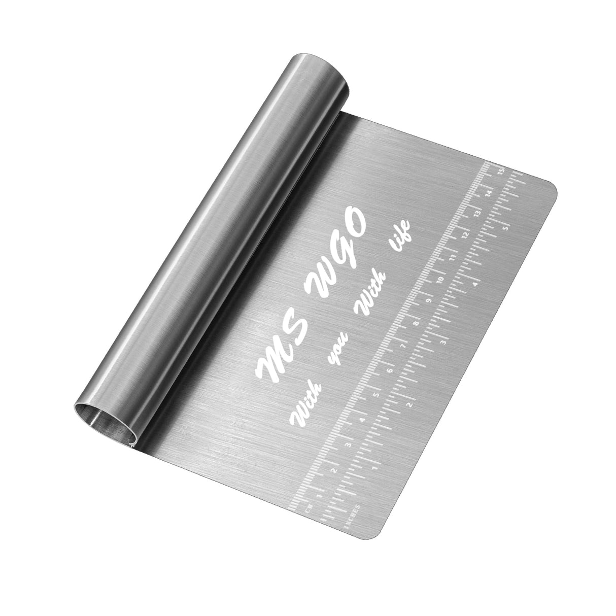 Pro Dough Pastry Scraper/Cutter/Chopper Stainless Steel Mirror Polished with Measuring Scale Multipurpose- Cake, Pizza Cutter - Pastry Bread Separator Scale Knife (1) MS WGO