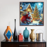 Santa Claus House Diamond Painting Kits for Adults, 5D Winter Diamond Art Kits for Adults Beginners, DIY Full Round Drill Diamond Dot Painting Gem Art Kits for Adult, Home Wall Decor 13.8x13.8 Inch LKHMVCA